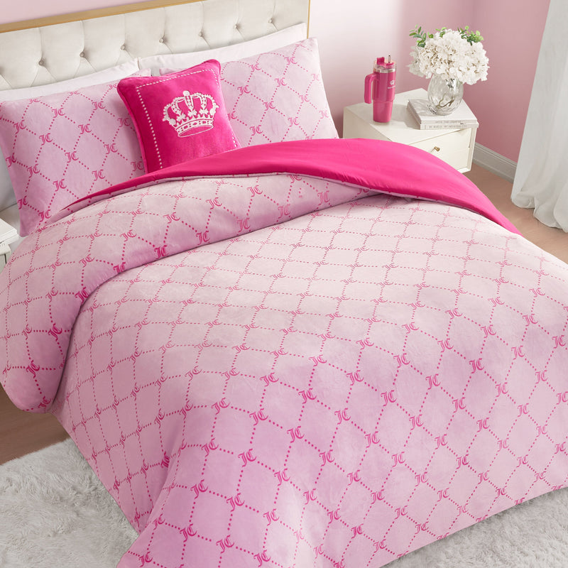 Plush Trellis Link Reversible Comforter Set