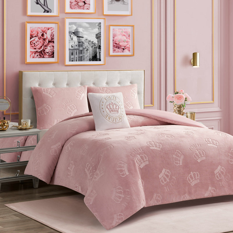 Embossed Plush Crown Comforter Set
