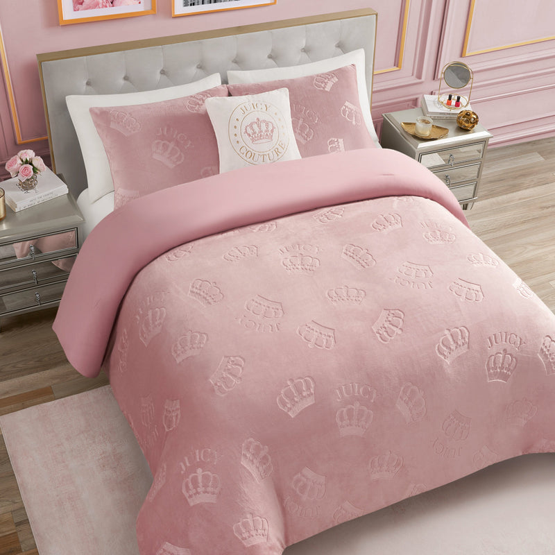 Embossed Plush Crown Comforter Set
