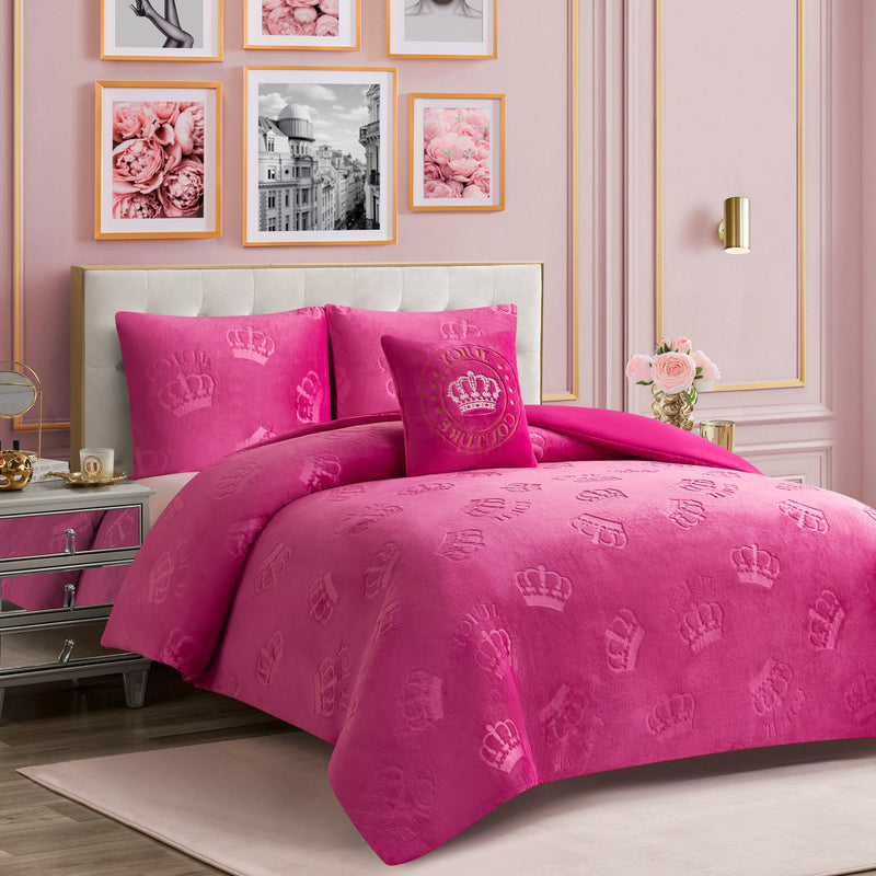 Embossed Plush Crown Comforter Set
