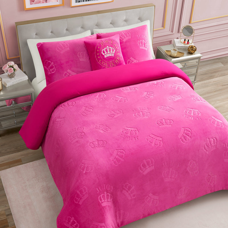 Embossed Plush Crown Comforter Set