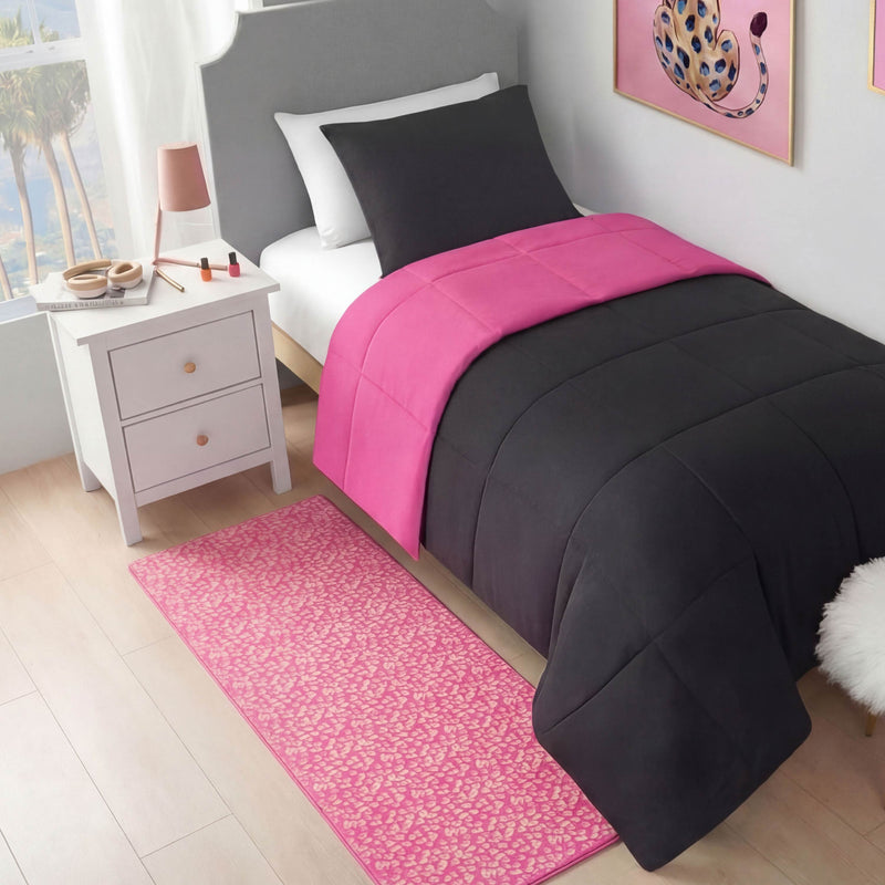 Metallic Leopard Plush Rug, 2' x 6'