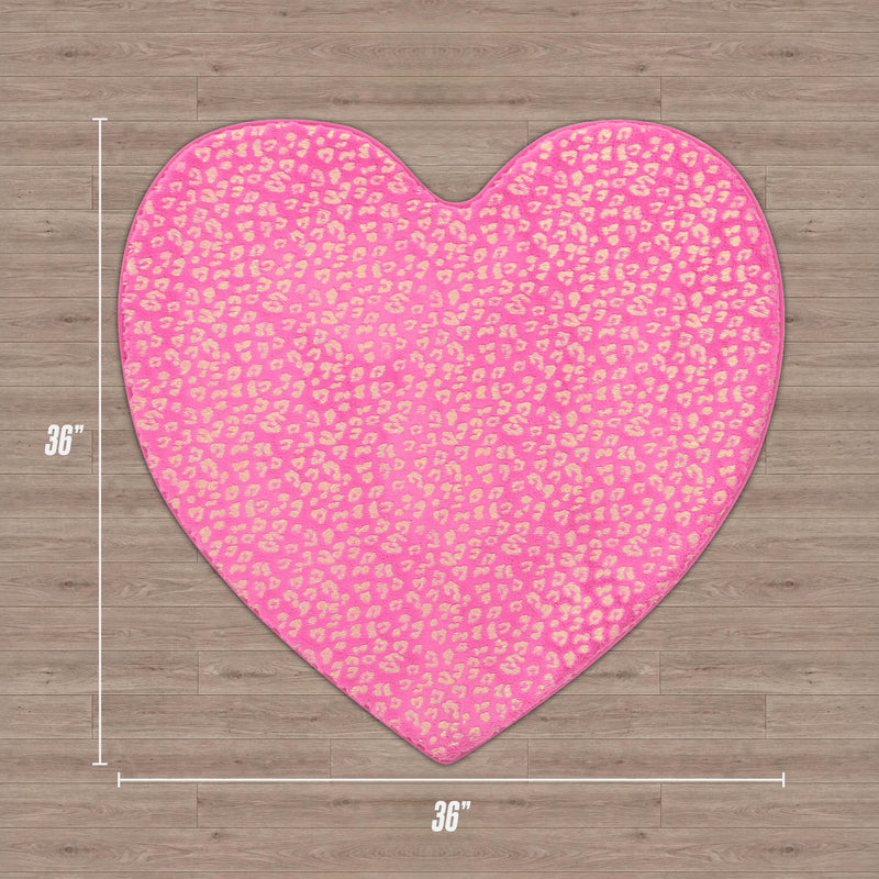 Metallic Leopard Plush Rug, 3' Heart