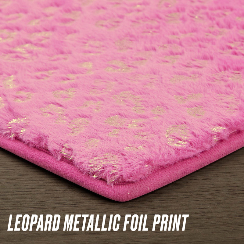Metallic Leopard Plush Rug, 3' Heart