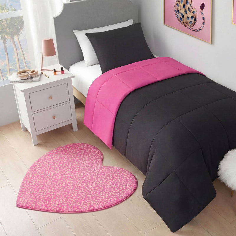 Metallic Leopard Plush Rug, 3' Heart