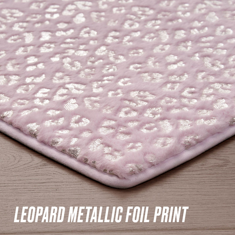 Metallic Leopard Plush Rug, 3' Heart