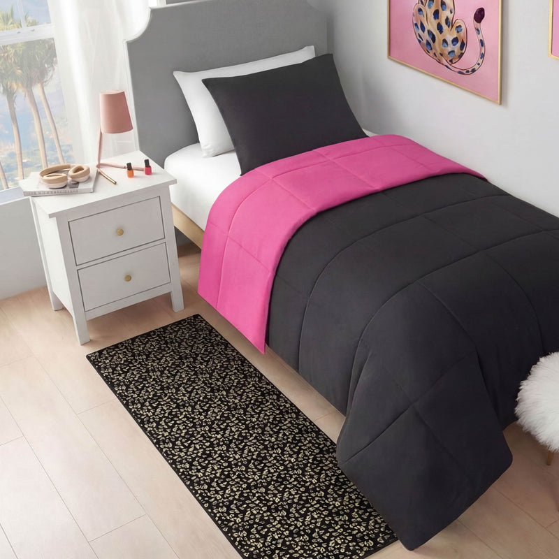 Metallic Leopard Plush Rug, 2' x 6'