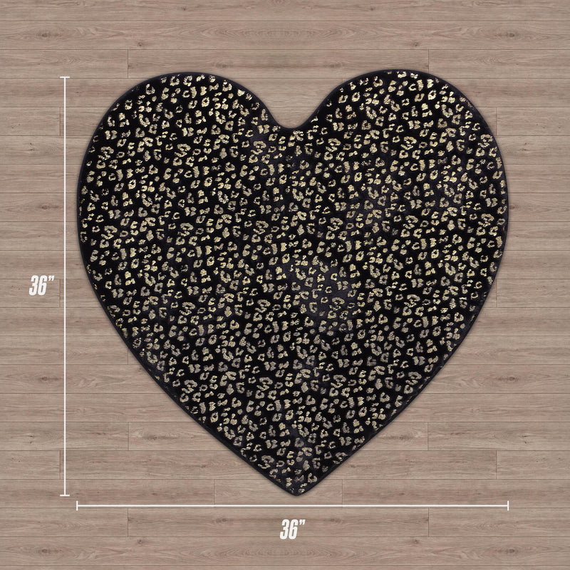 Metallic Leopard Plush Rug, 3' Heart