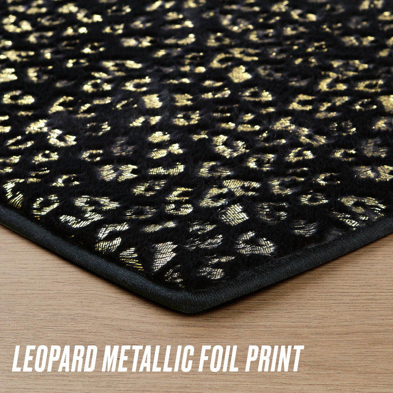 Metallic Leopard Plush Rug, 3' Heart