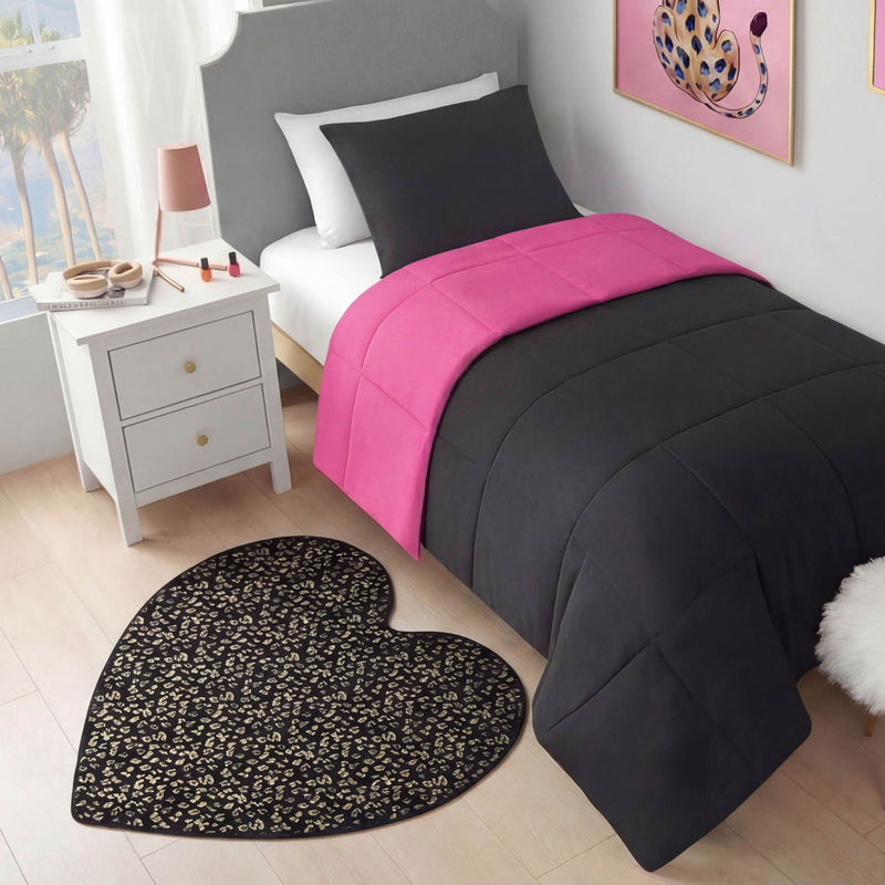 Metallic Leopard Plush Rug, 3' Heart
