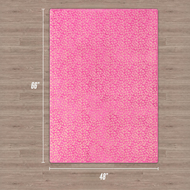 Metallic Leopard Plush Rug, 4' x 6'