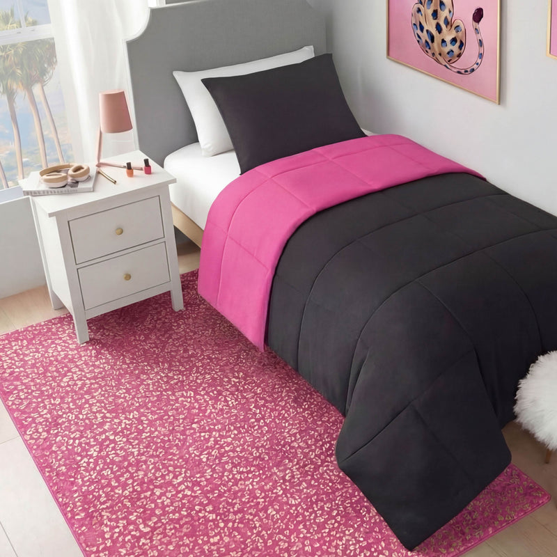 Metallic Leopard Plush Rug, 4' x 6'