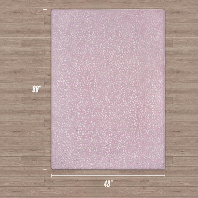 Metallic Leopard Plush Rug, 4' x 6'