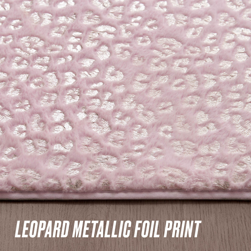 Metallic Leopard Plush Rug, 4' x 6'
