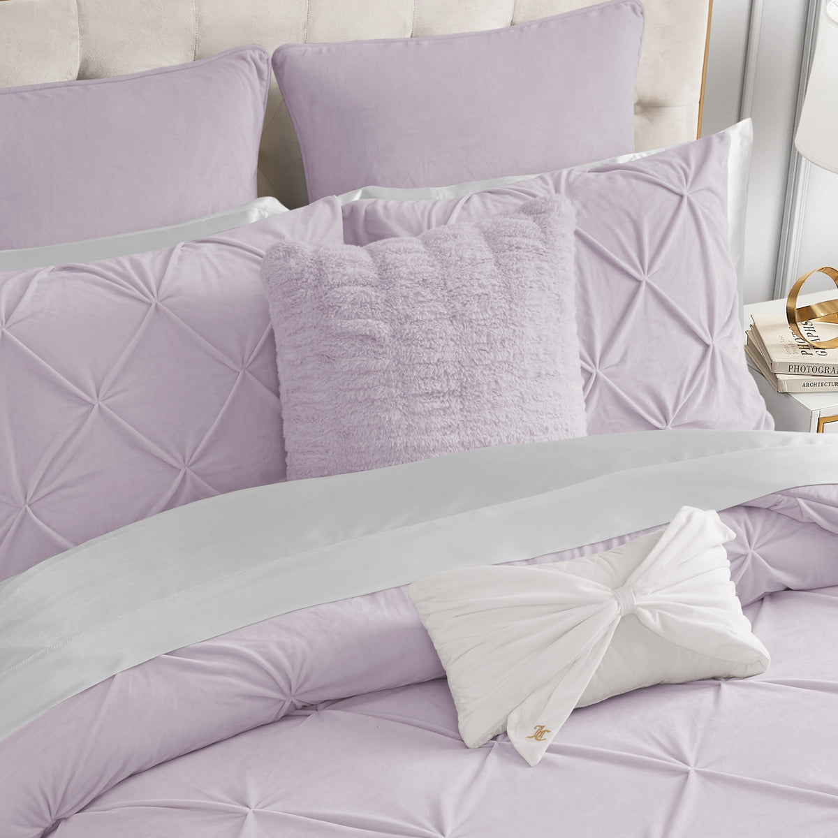 Pleated Faux Fur Decorative Pillow - Juicy Couture