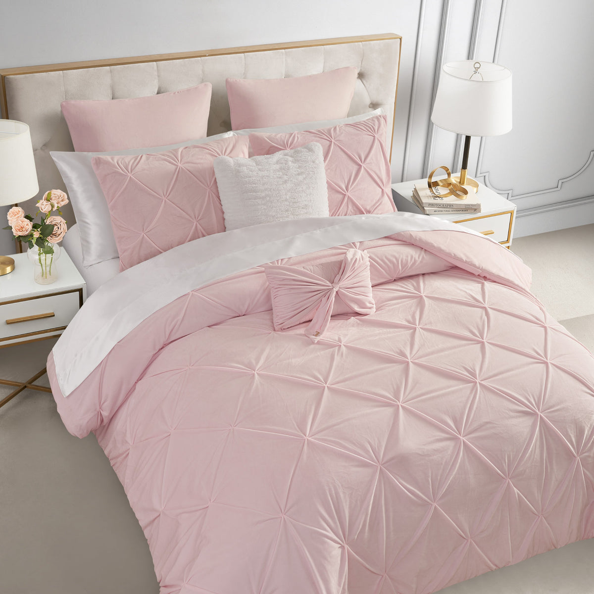 Kiss Pleat Micromink Comforter Set With Decorative Pillows - Juicy Couture