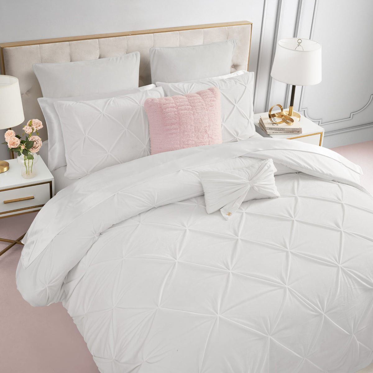 Kiss Pleat Micromink Comforter Set With Decorative Pillows - Juicy Couture