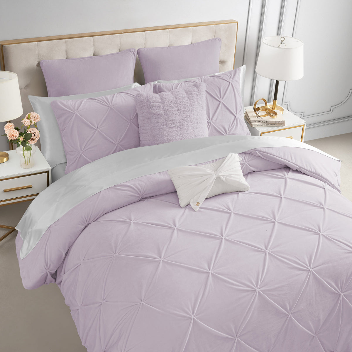 Kiss Pleat Micromink Comforter Set With Decorative Pillows - Juicy Couture