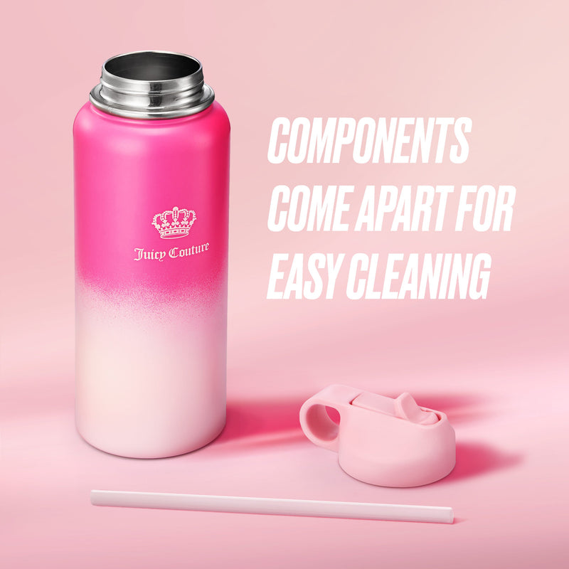 Go Girl Stainless Steel Water Bottle with Pop-up Straw - Juicy Couture