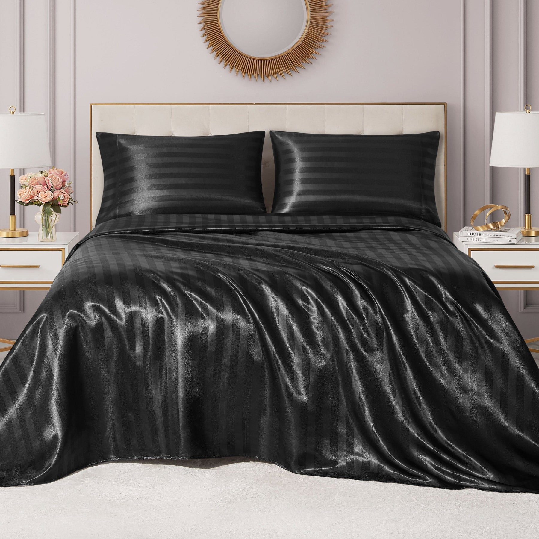 Damask Stripe Satin Sheet Set - Juicy Couture