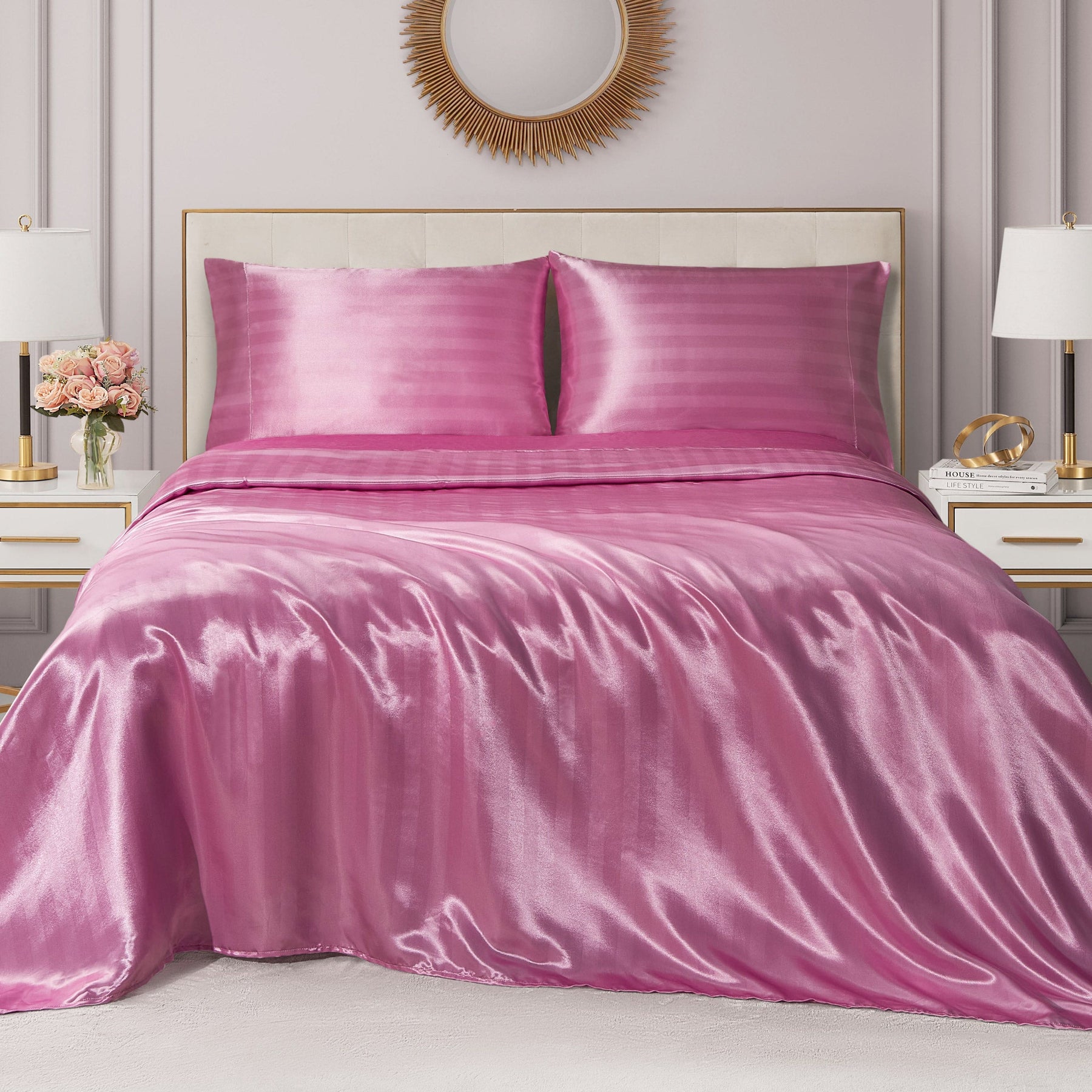 Damask Stripe Satin Sheet Set - Juicy Couture