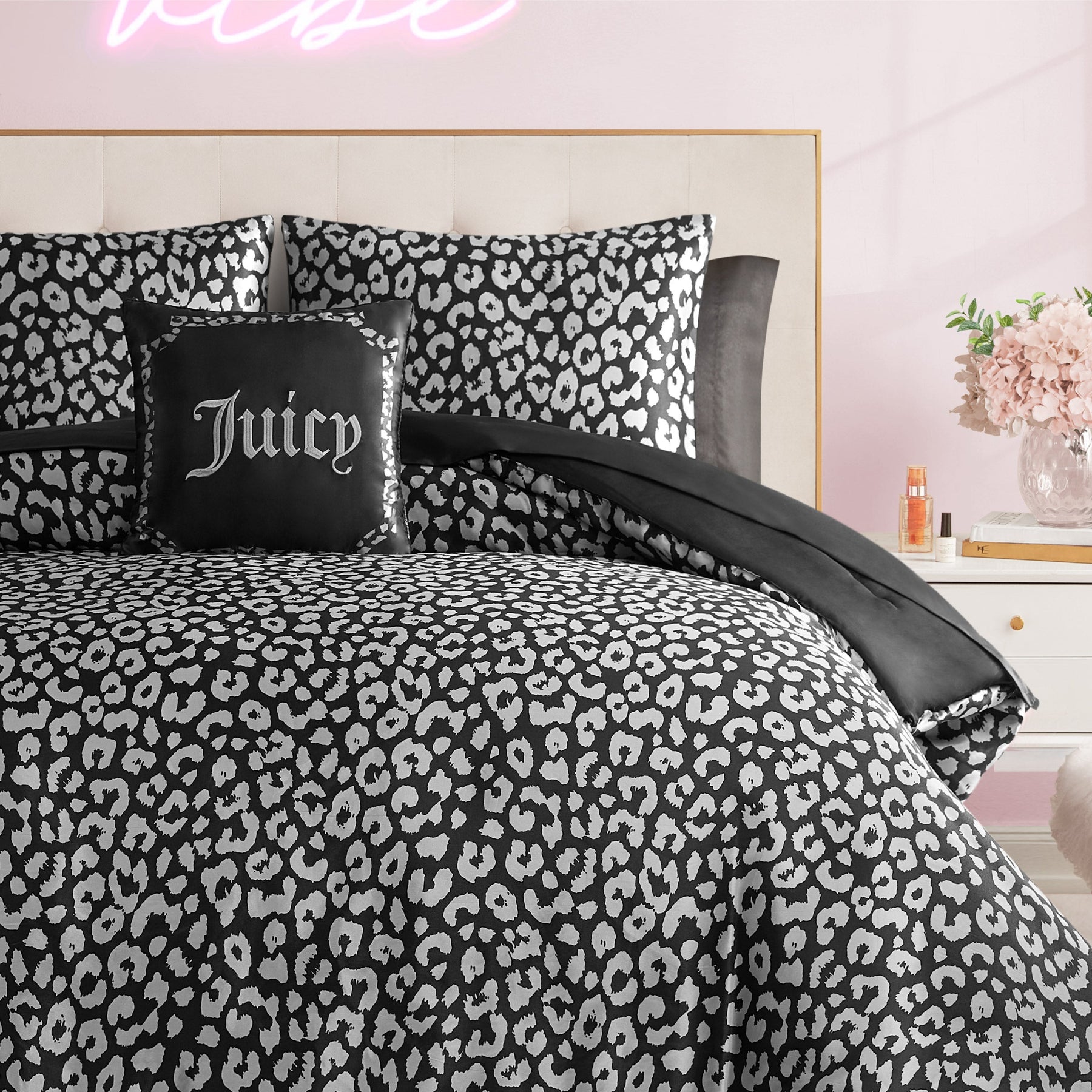 Modern Leopard Satin Bed in a Bag Bedding Set - Juicy Couture