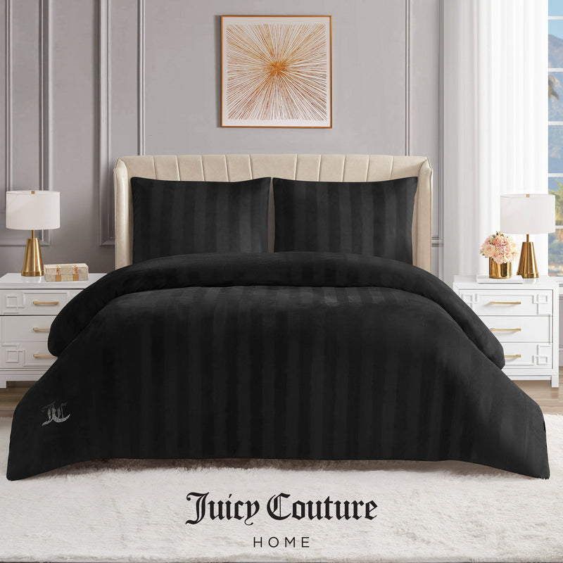 Jenny Velour Striped Jacquard Duvet Set