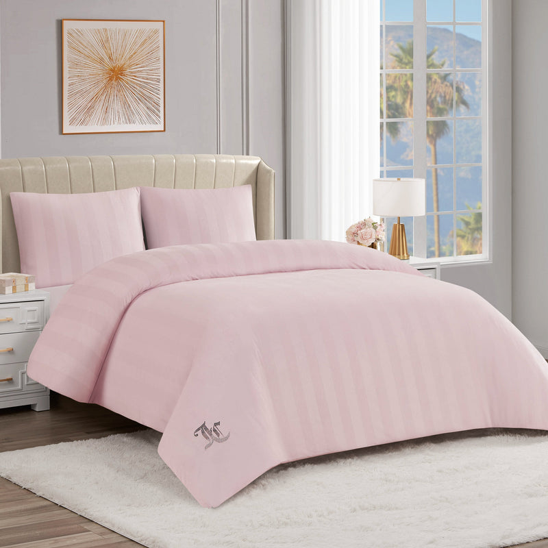 Jenny Velour Striped Jacquard Duvet Set
