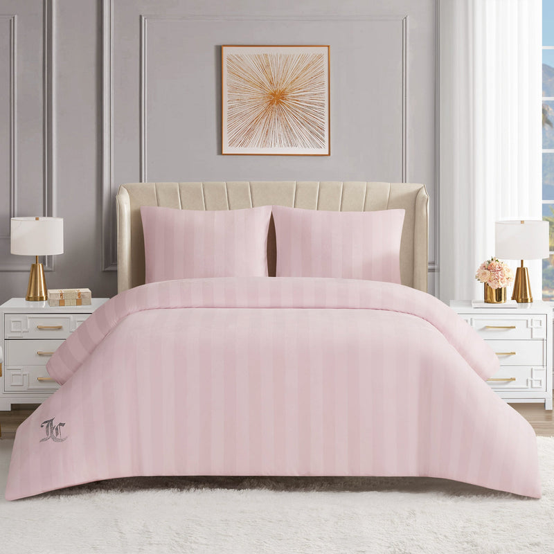 Jenny Velour Striped Jacquard Duvet Set