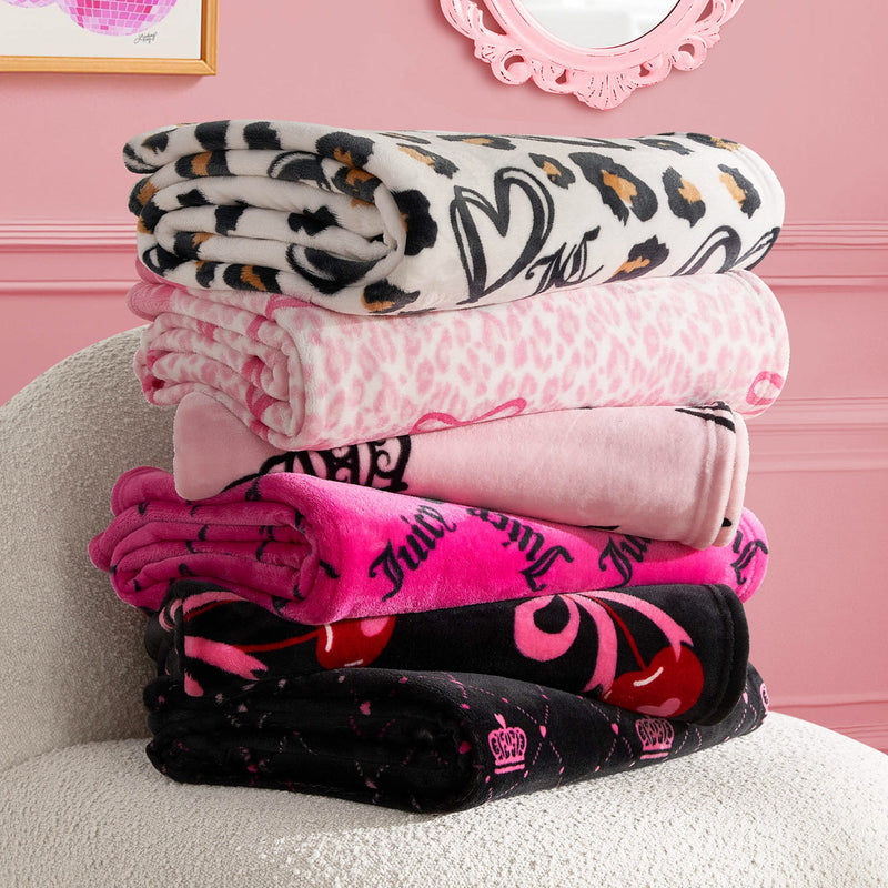 Sweet Cherry Bows Plush Throw Blanket