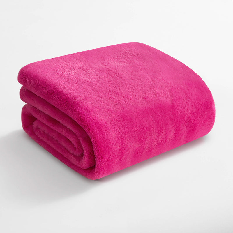 Solid Rabbit Mink Faux Fur Throw Blanket
