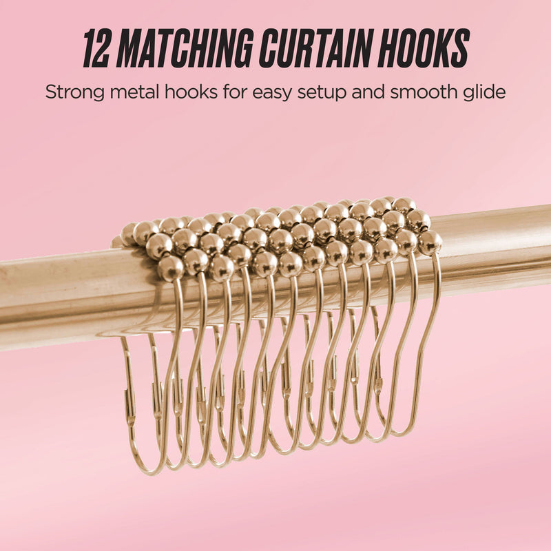 Shower Curtain and Hooks Set