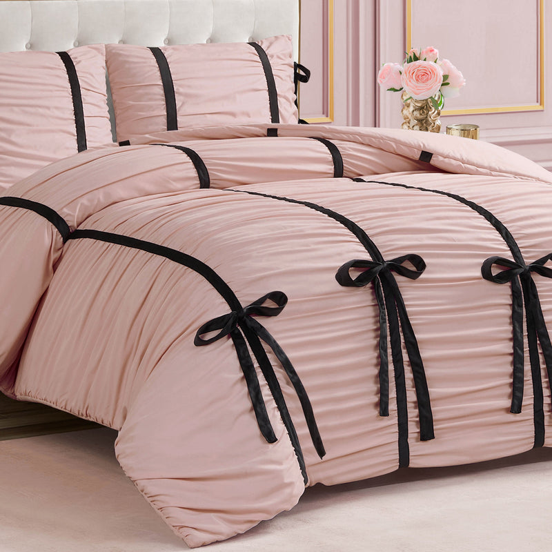 Amelie Bows Ruched Comforter Set