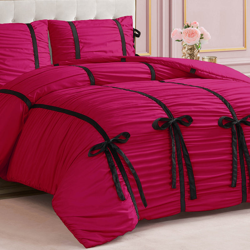 Amelie Bows Ruched Comforter Set
