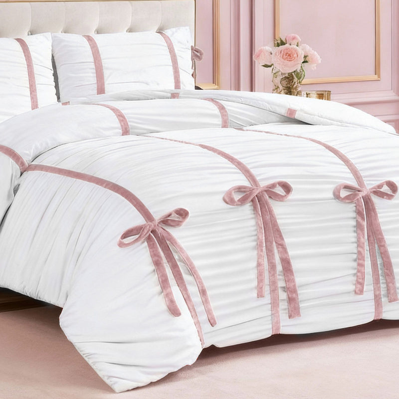 Amelie Bows Ruched Comforter Set