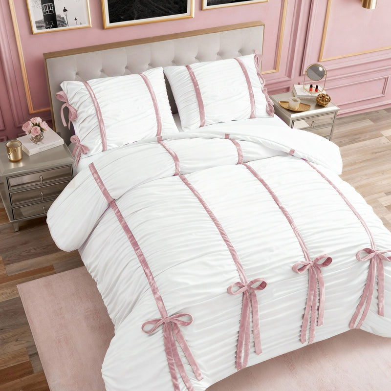 Amelie Bows Ruched Comforter Set