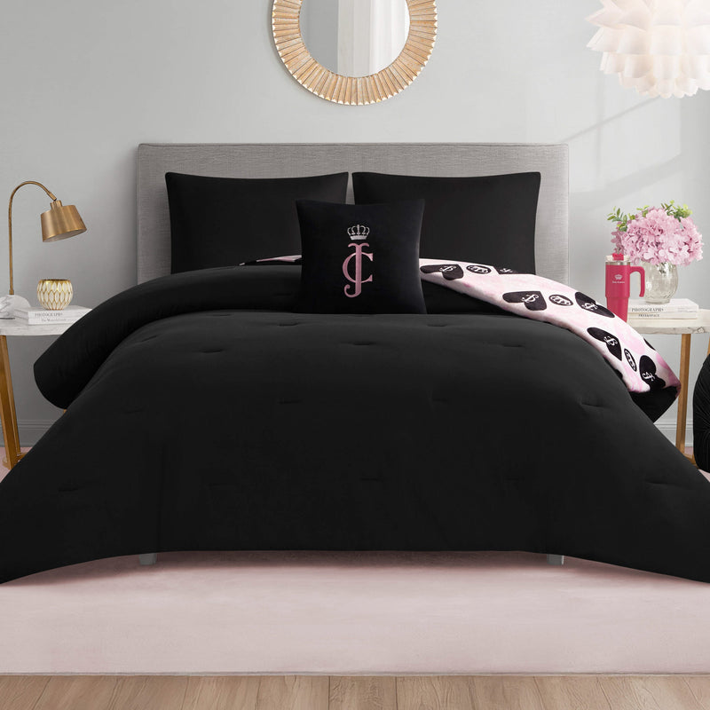 Plush Queen Heart Logo Reversible Comforter Set