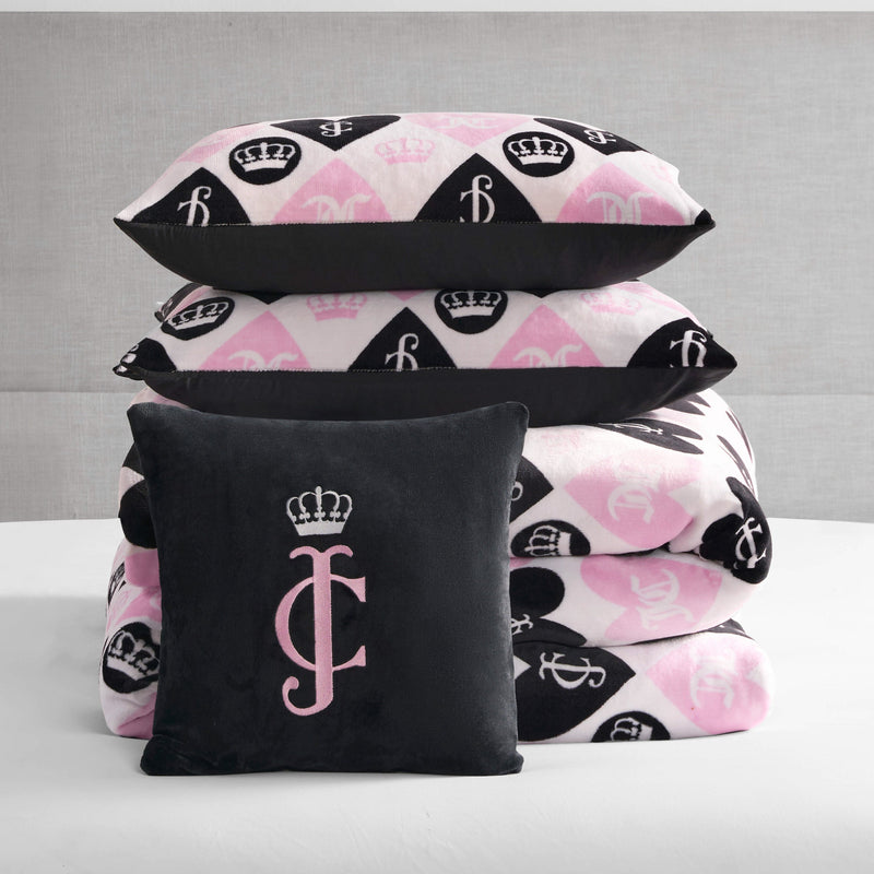 Plush Queen Heart Logo Reversible Comforter Set