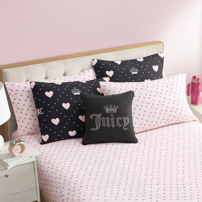 Diamond Hearts Black Comforter Bed in a Bag Bedding Set