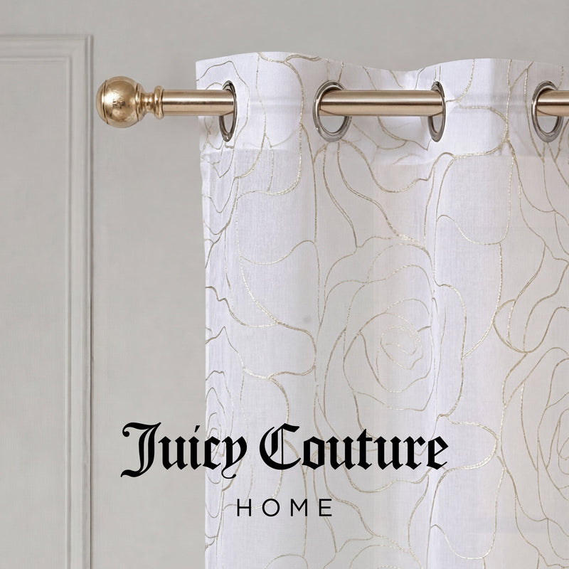 Rose Swirl Sheer Window Curtains