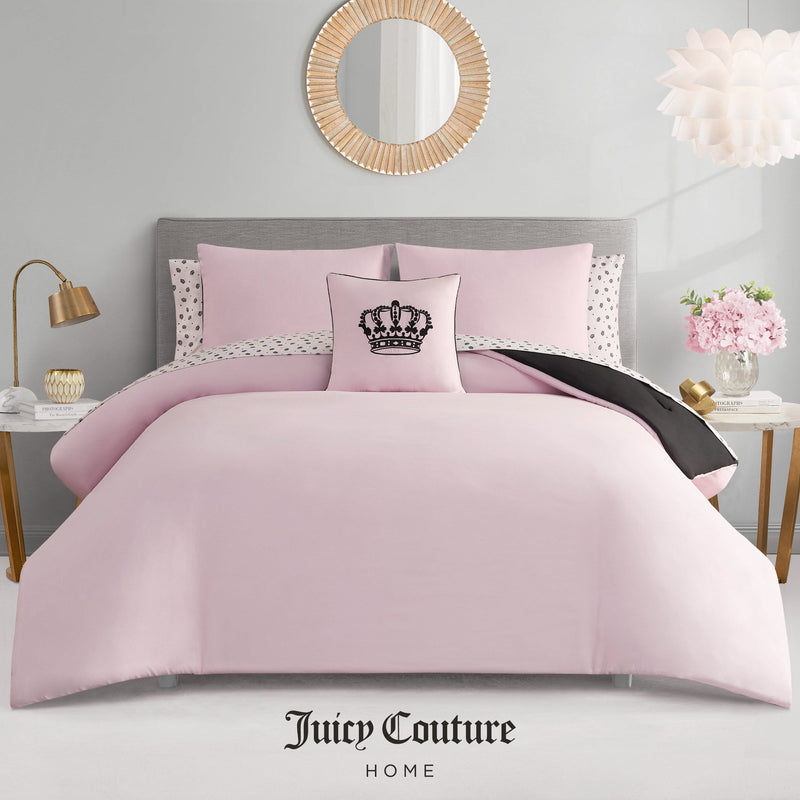 Crown Sparkle Solid Reversible Bed in a Bag Bedding Set