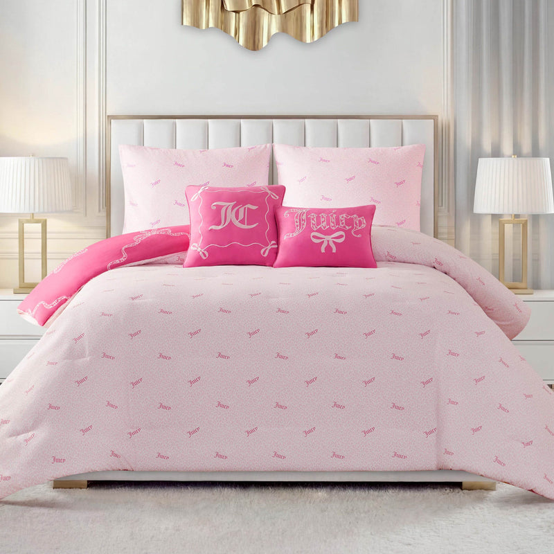 Chevron Leopard Bow Reversible Comforter Set