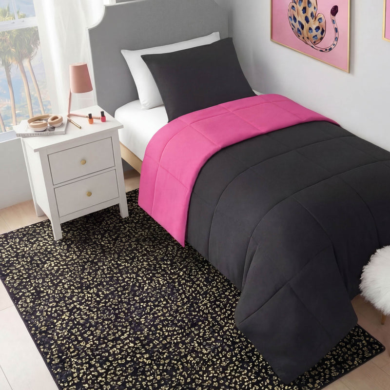 Metallic Leopard Plush Rug, 4' x 6'