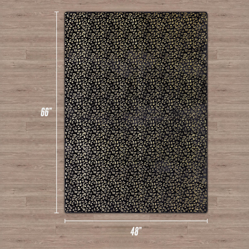 Metallic Leopard Plush Rug, 4' x 6'