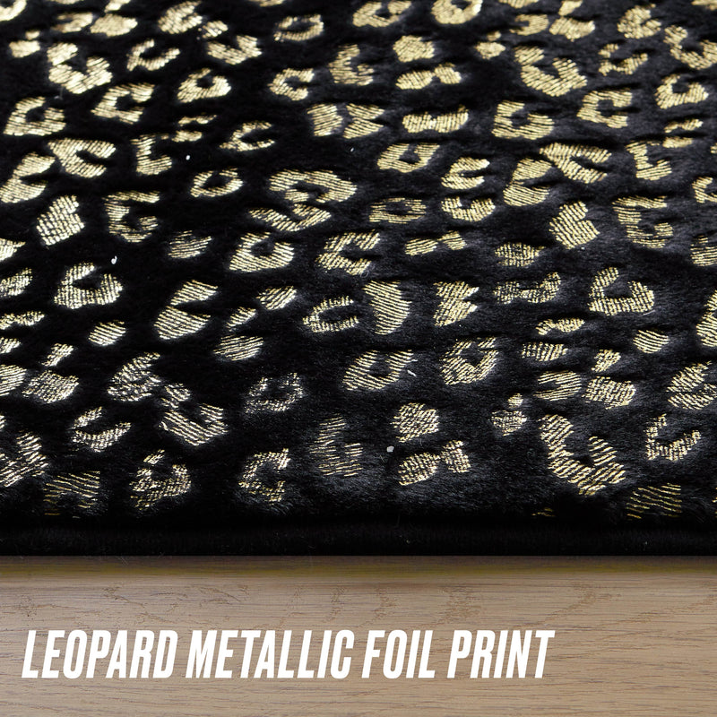 Metallic Leopard Plush Rug, 4' x 6'