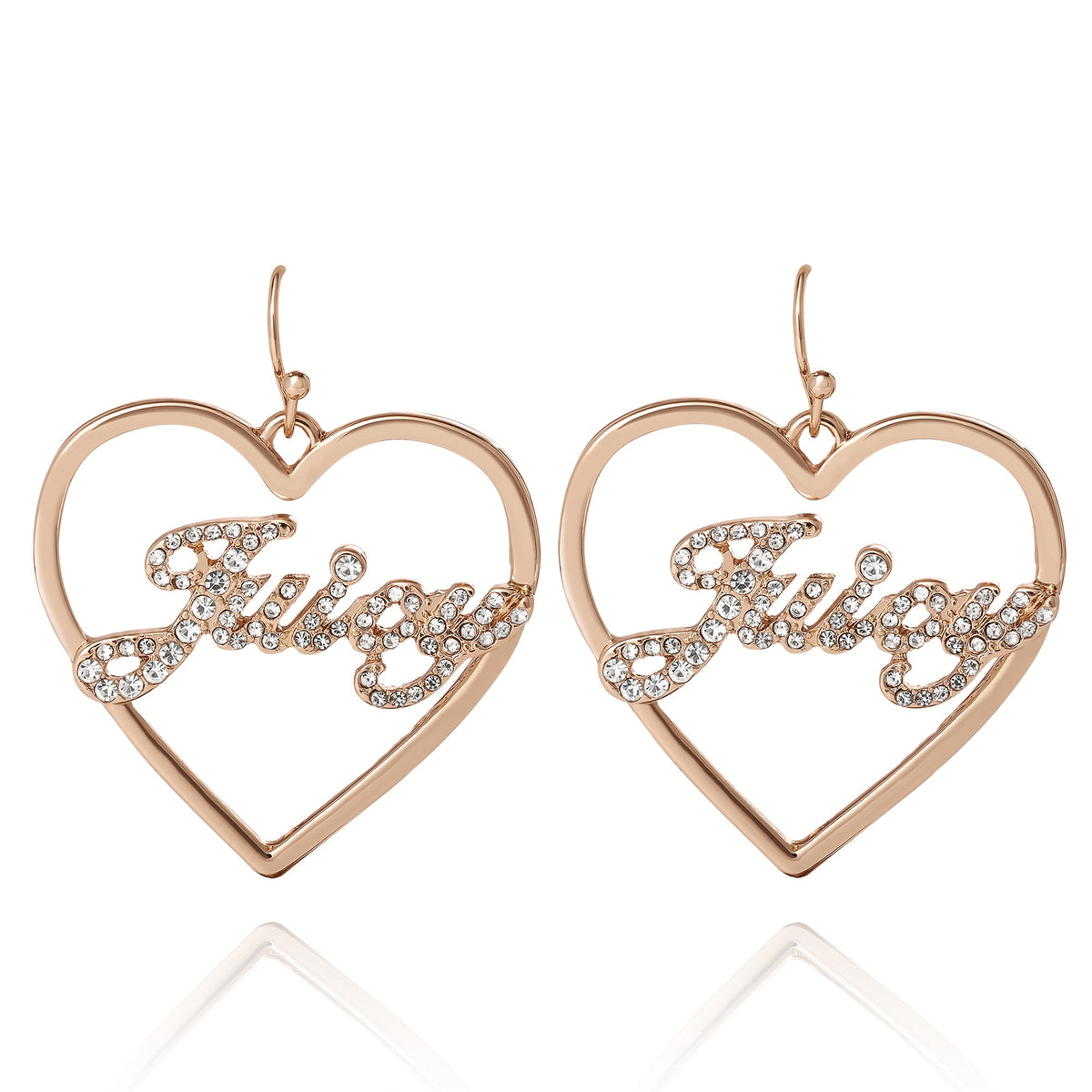 Juicy Script Crystal Heart Drop Earrings - Juicy Couture