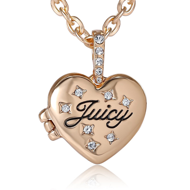 Crystal Heart Locket Pendant Necklace