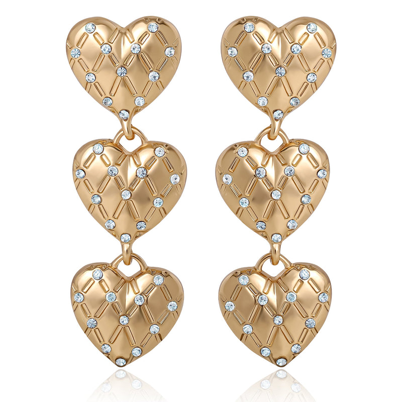 Triple Heart Drop Earrings