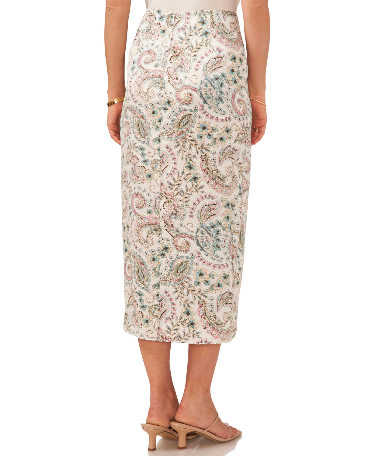 Paisley Print Faux Wrap Skirt