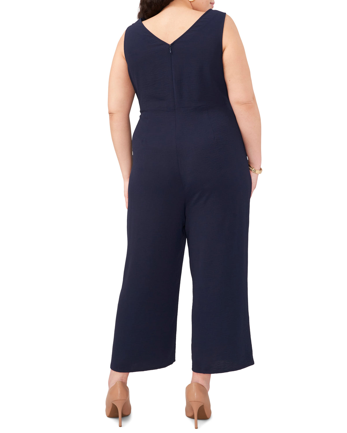 Plus-Size V-Neck Jumpsuit With Front Tie